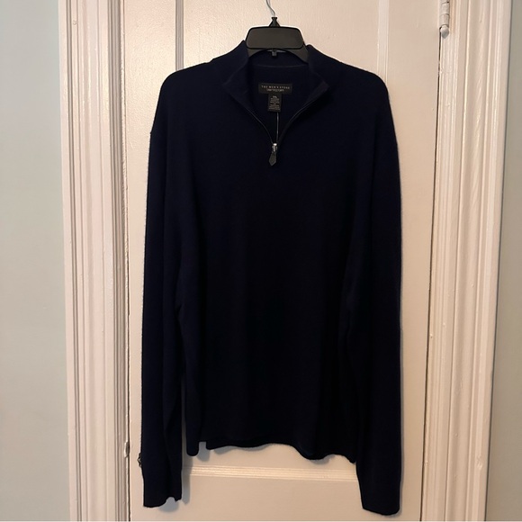 Bloomingdale's Men's Dark Navy Blue Zip-Up 100% Cashmere Sweater XXL New